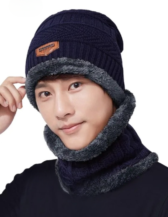 Wool Cap With Neck Warmer Beanie And Scarf Set With Fleece Mask For Men And Women - Image 2
