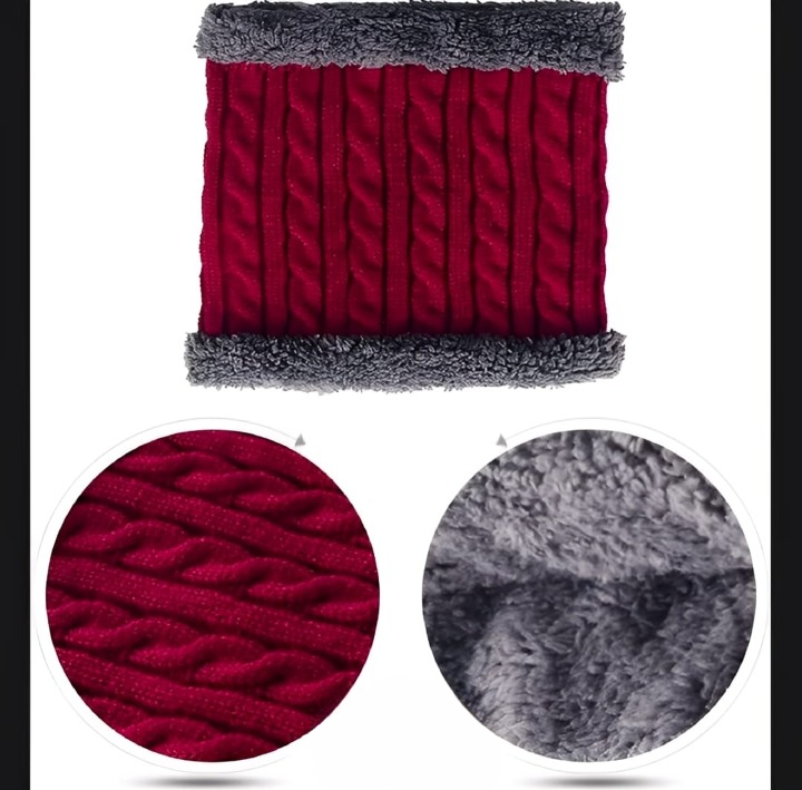 Wool Cap With Neck Warmer Beanie And Scarf Set With Fleece Mask For Men And Women - Image 3