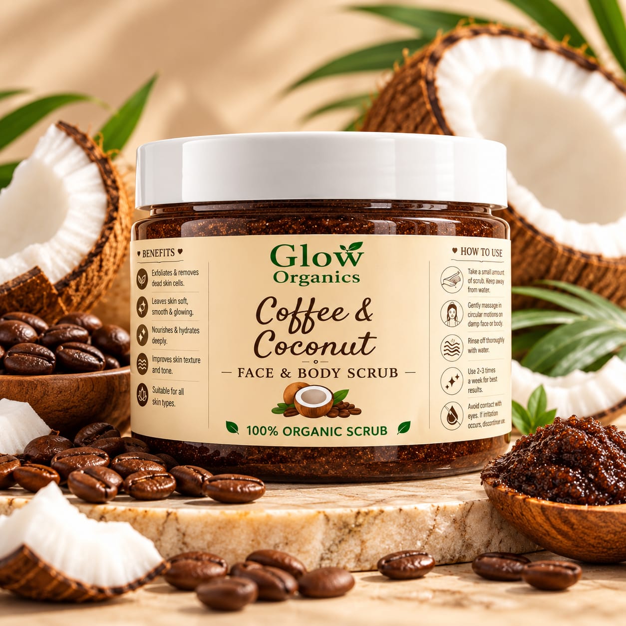COFFEE AND COCONUT FACE AND BODY SCRUB